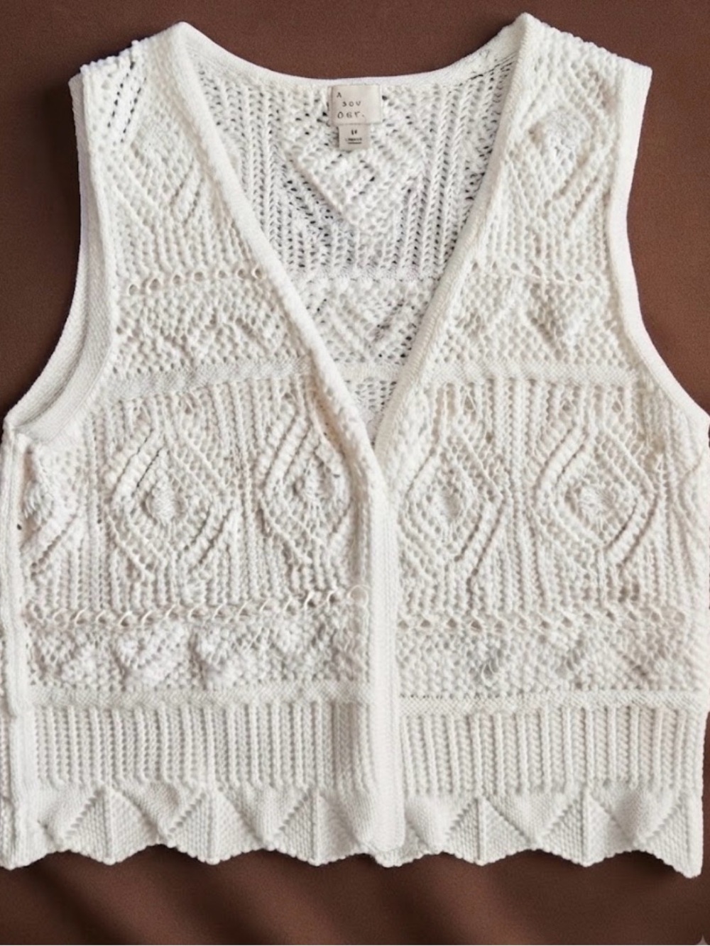 A New Day Cream Open Knit Sweater Vest – Size Medium 🧶🤍 - Picture 1 of 11